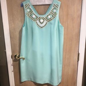 Lilly Pulitzer Teal Beaded Dress Size XL